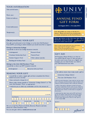 University College Oxford Donation Form