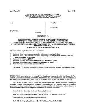 Amendment to Chapter 13 Plan