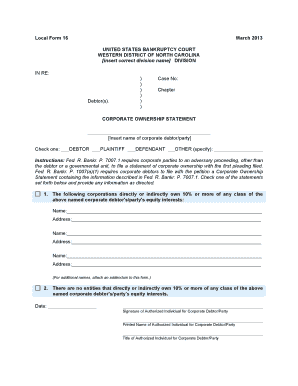 Corporate Ownership Statement Form