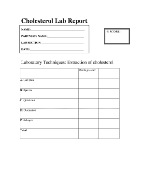 Cholesterol Lab Report