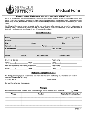 Medical History Form