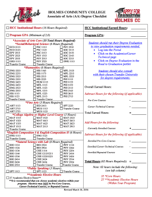 Associate of Arts Degree Checklist