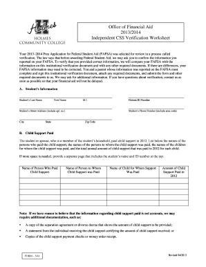 Independent CSS Verification Worksheet