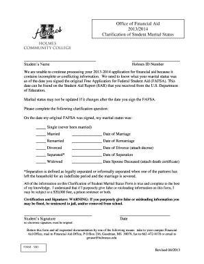 Clarification of Student Marital Status Form