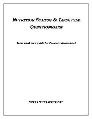Nutrition Status and Lifestyle Questionnaire