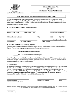 Bachelor's Degree Verification Form