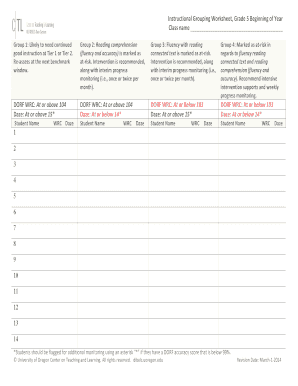 Instructional Grouping Worksheet Grade 5