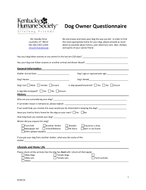 Dog Owner Questionnaire