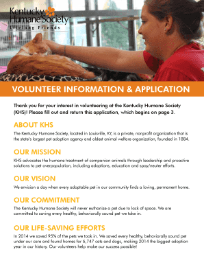 Kentucky Humane Society Volunteer Application