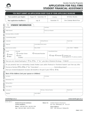 NWT Student Financial Assistance Application