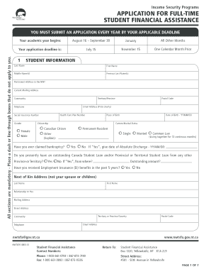 NWT Student Financial Assistance Application