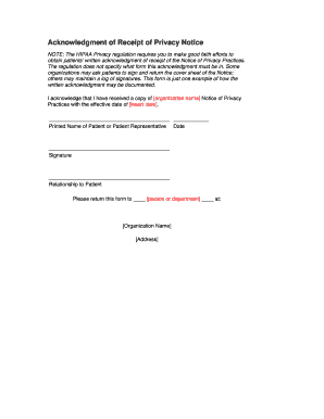 Acknowledgment of Receipt of Privacy Notice