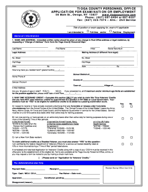 Tioga County Employment Application