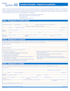Formulaire d’inscription – Programme de qualification