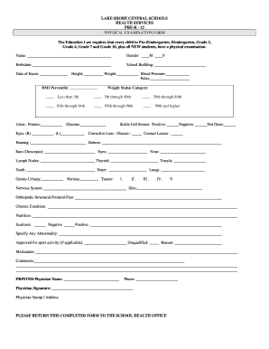 New York Physical Examination Form