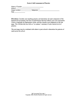 Teacher Self Assessment Form