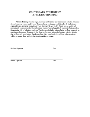 Athletic Training Risk Acceptance Form
