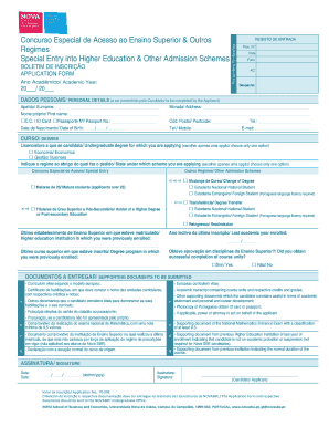 Special Entry into Higher Education Application Form