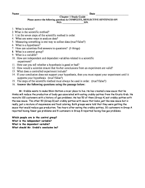 7th Grade Experimental Design Study Guide