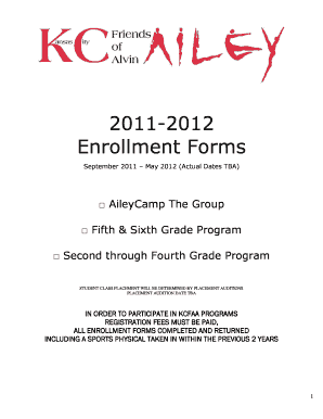 2011-2012 Enrollment Forms - KCFAA