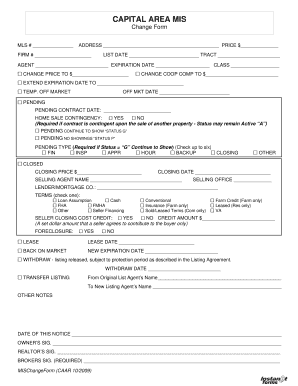 Capital Area MLS Change Form