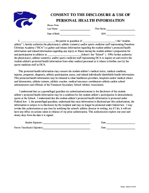 Consent to Disclosure of Student-Athlete Health Information