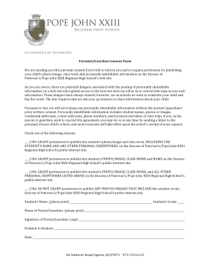 Parental Consent Form for Publishing Student Information