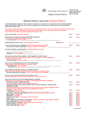 Medical History Long Form