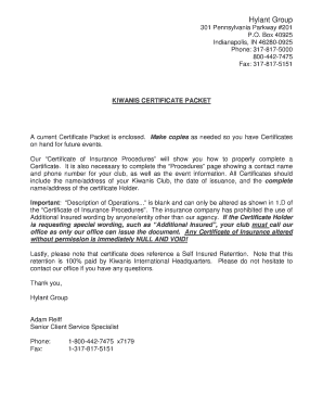 Kiwanis Certificate of Insurance Procedures