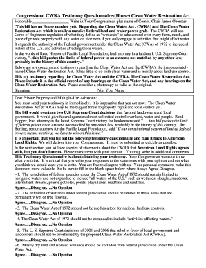Congressional CWRA Testimony Questionnaire