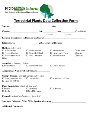 Terrestrial Plants Data Collection Form