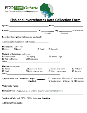 Fish and Invertebrates Data Collection Form