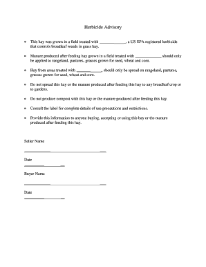 Herbicide Advisory and Hay Sale Agreement