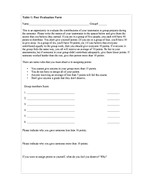 Peer Evaluation Form