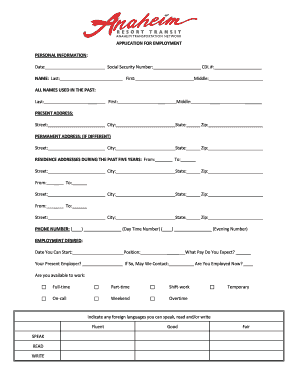 Application for Employment