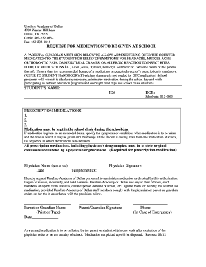 Request for Medication Administration at School