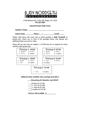 School Portrait Order Form