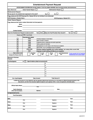 Entertainment Payment Request Form