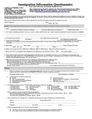 Immigration Information Questionnaire
