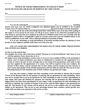 Notice of Court Proceeding to Collect Debt