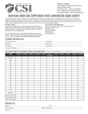 Montana Medicare Supplement Rate Comparison Guide Survey
