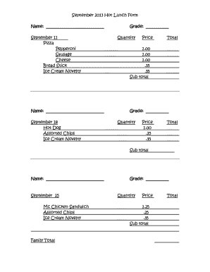 SeptemberOctober 2008 Hot Lunch Form - adamschristianschool