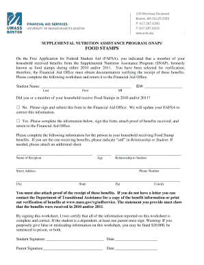 SNAP Food Stamps Verification Form