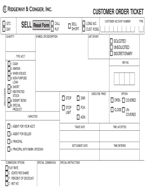 Customer Order Ticket