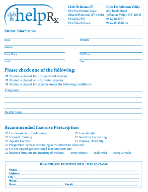 Club Fit Patient Information Form