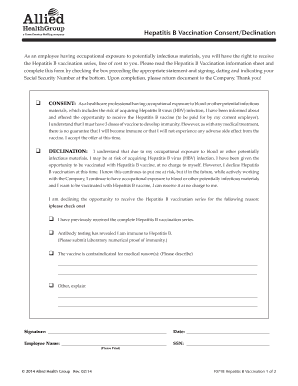 Hepatitis B Vaccination Consent Form