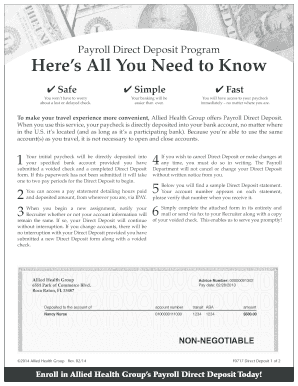 Allied Health Group Payroll Direct Deposit Form
