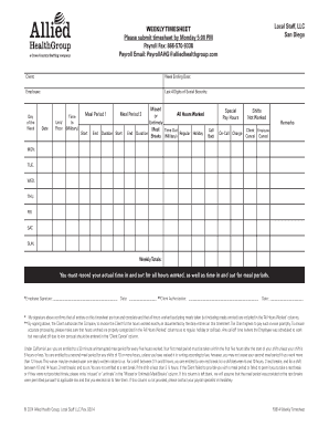 Weekly Timesheet for Local Staff