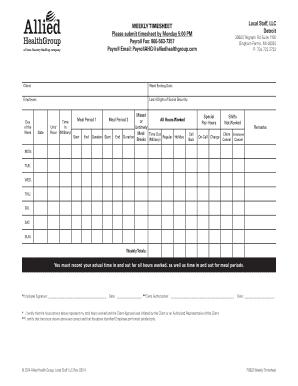 Weekly Timesheet for Local Staff