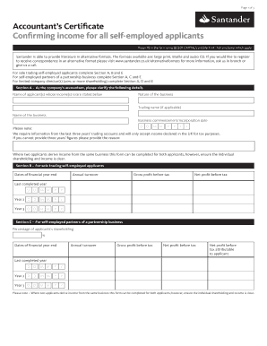 Accountant’s Certificate for Self-Employed Applicants